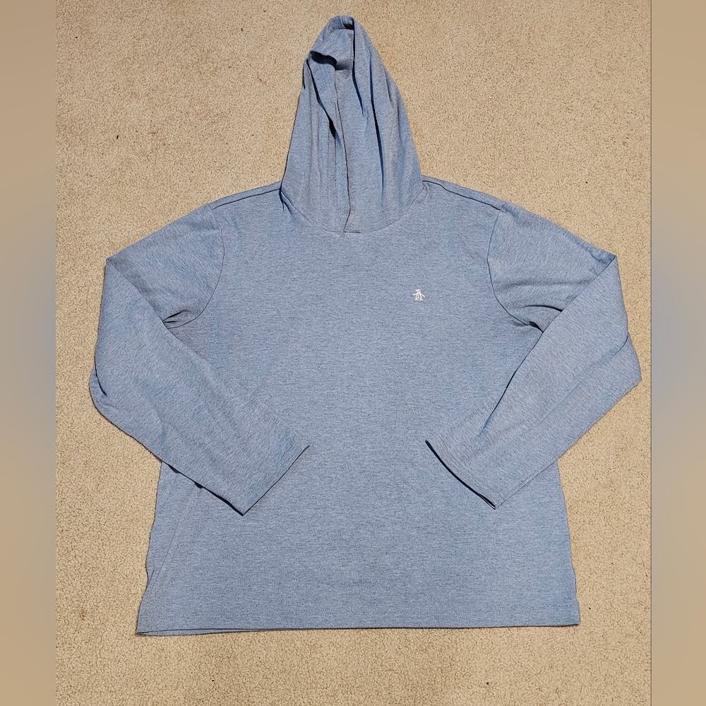 (L) Original Penguin Heather Blue Hoodie Sweater